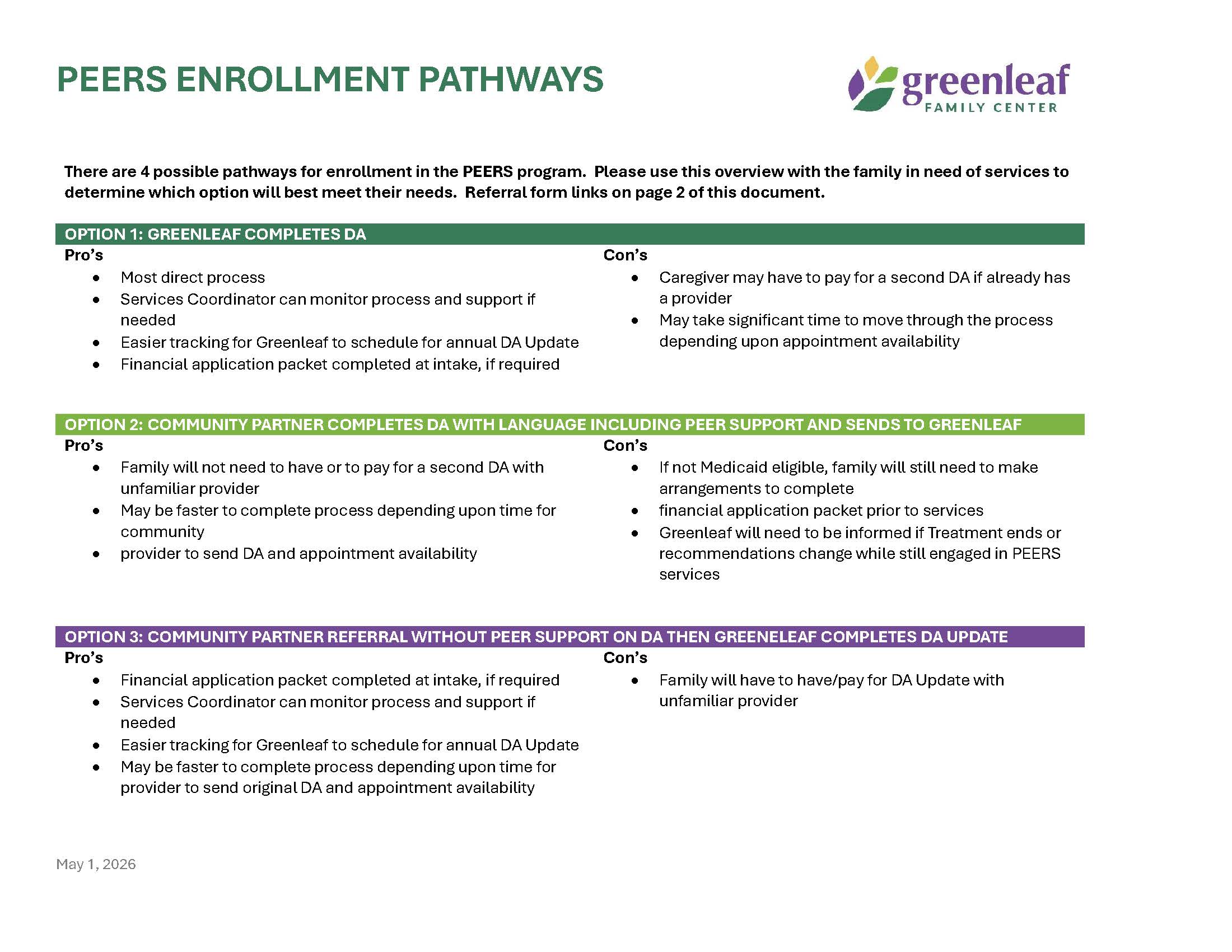 PEERS Enrollment Pathways